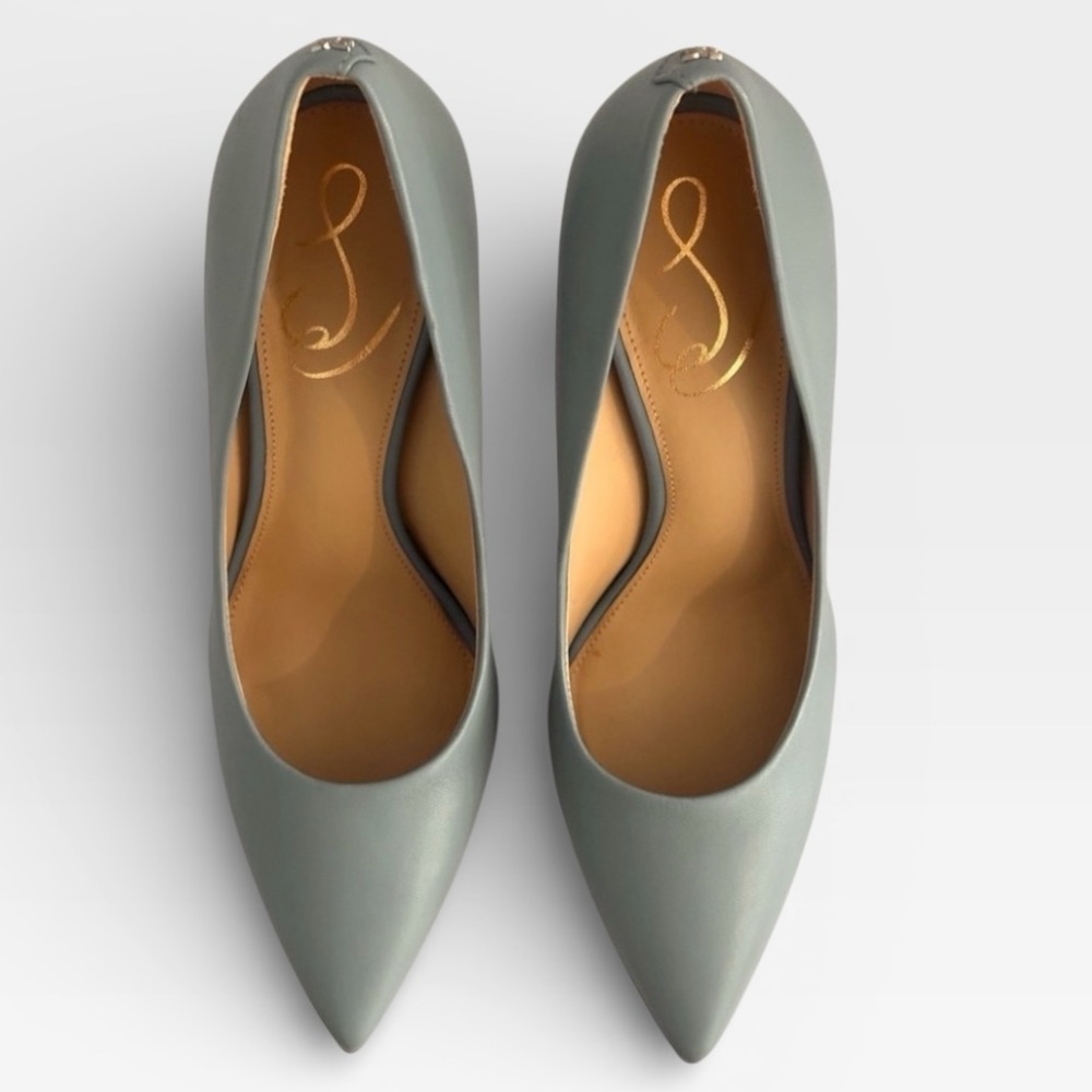 Sam Edelman Hazel Pointed Toe Light Blue Leather Women's Heels 6 1/2 6.5 - Picture 5 of 8